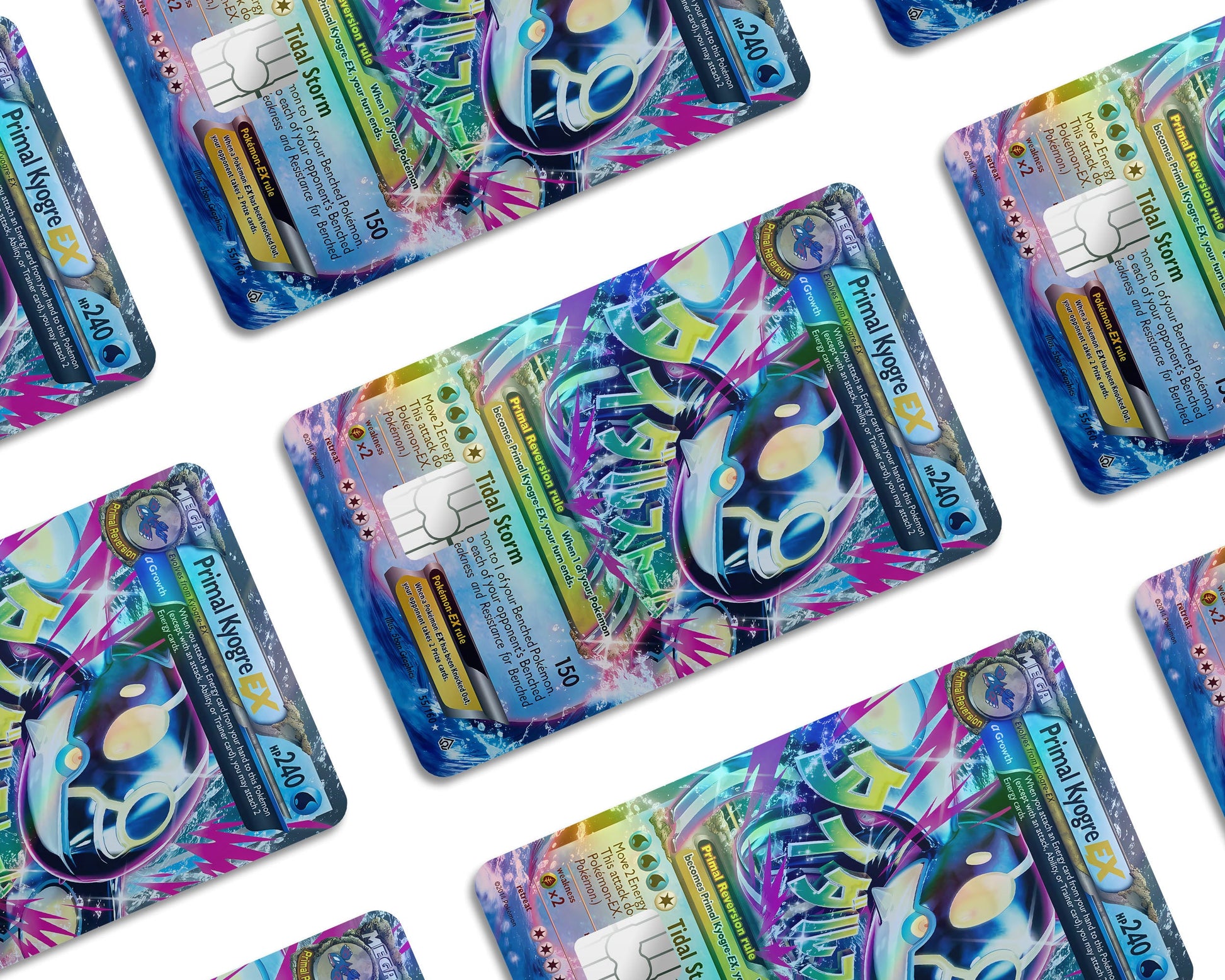 Anime Town Creations Holographic Credit Card Mega Primal Kyogre Pokemon Card Window Skins - Anime Pokemon Holographic Credit Card Skin