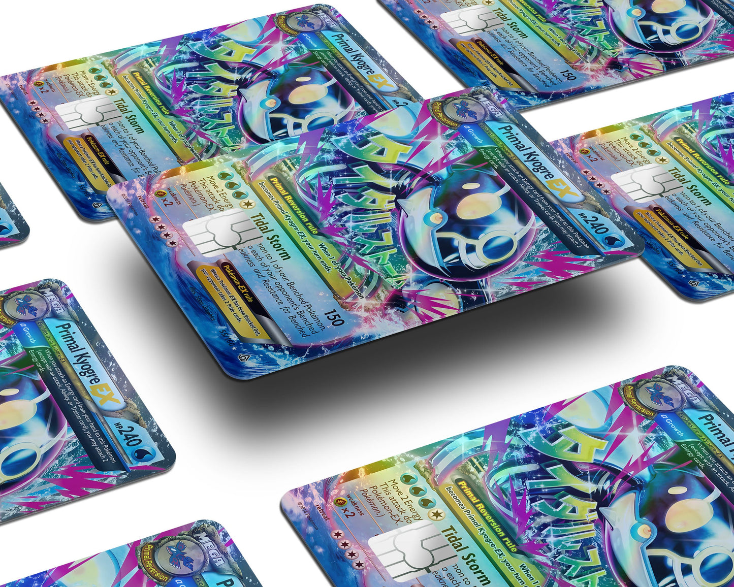 Anime Town Creations Holographic Credit Card Mega Primal Kyogre Pokemon Card Window Skins - Anime Pokemon Holographic Credit Card Skin