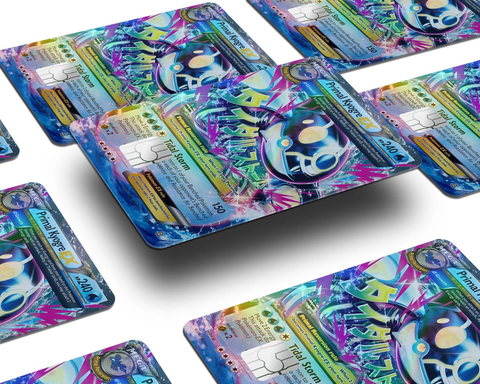 Anime Town Creations Holographic Credit Card Mega Primal Kyogre Pokemon Card Window Skins - Anime Pokemon Holographic Credit Card Skin
