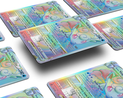 Anime Town Creations Holographic Credit Card Rainbow Alohan Vulpix Pokemon Card Window Skins - Anime Pokemon Holographic Credit Card Skin