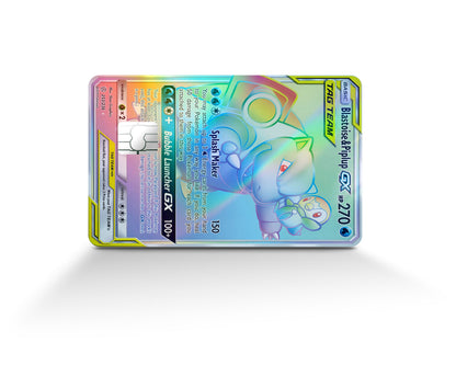 Anime Town Creations Holographic Credit Card Rainbow Blastoise Piplup Pokemon Card Full Skins - Anime Pokemon Holographic Credit Card Skin