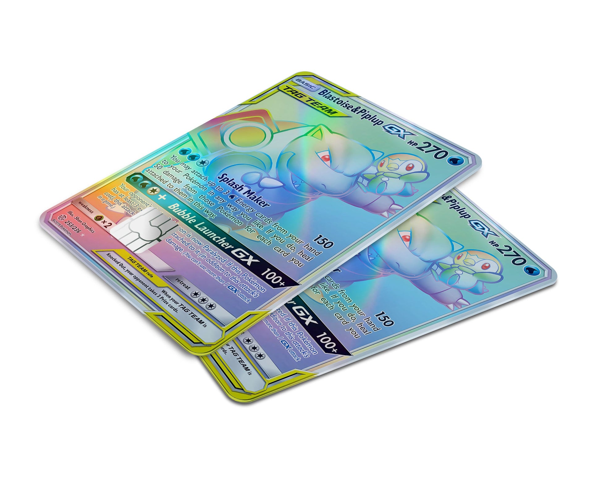 Anime Town Creations Holographic Credit Card Rainbow Blastoise Piplup Pokemon Card Window Skins - Anime Pokemon Holographic Credit Card Skin