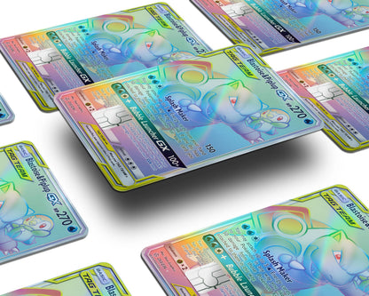 Anime Town Creations Holographic Credit Card Rainbow Blastoise Piplup Pokemon Card Window Skins - Anime Pokemon Holographic Credit Card Skin