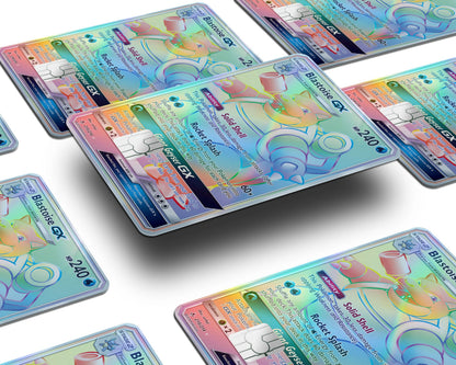 Anime Town Creations Holographic Credit Card Rainbow Blastoise Pokemon Card Window Skins - Anime Pokemon Holographic Credit Card Skin