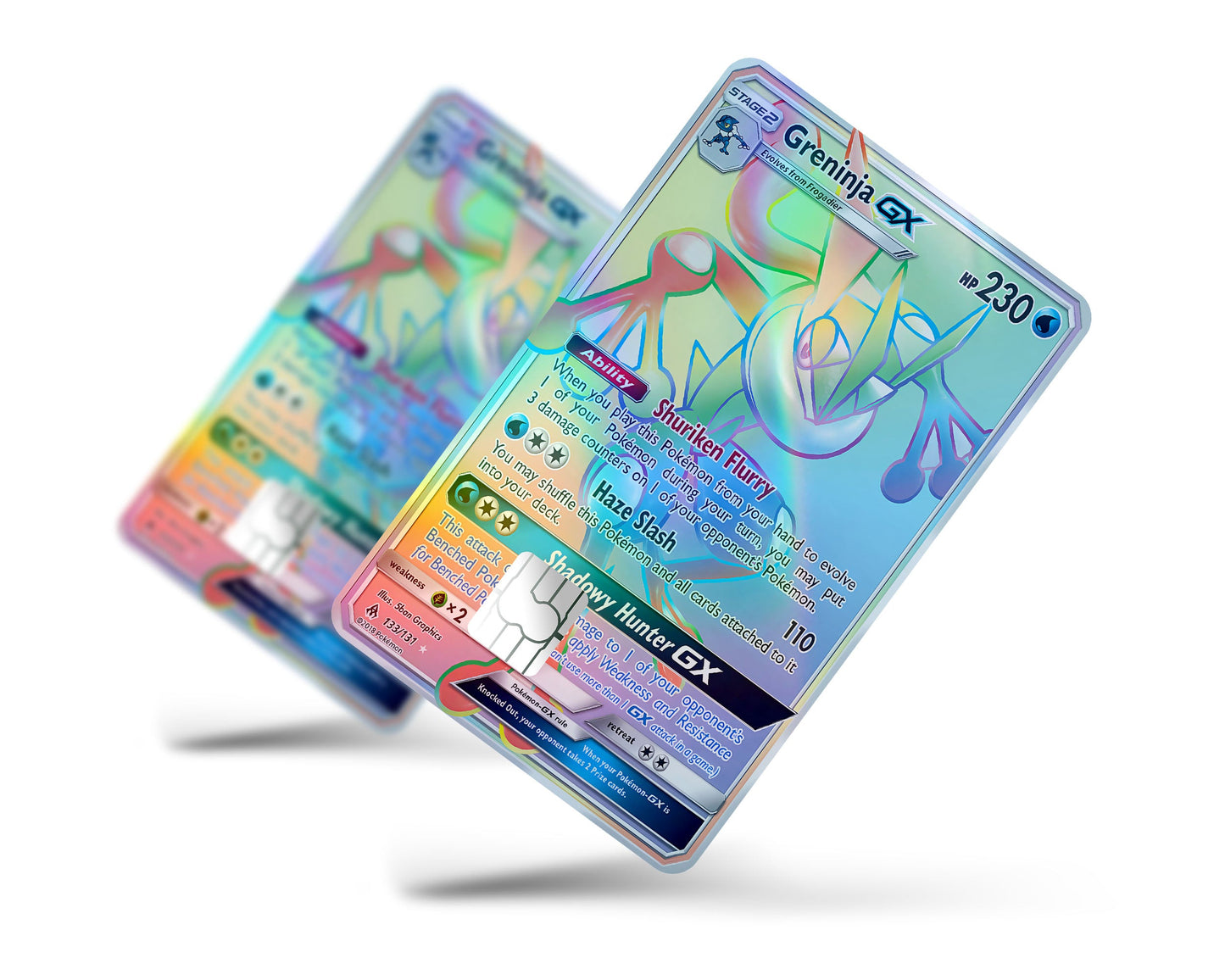 Anime Town Creations Holographic Credit Card Rainbow Greninja Pokemon Card Full Skins - Anime Pokemon Holographic Credit Card Skin