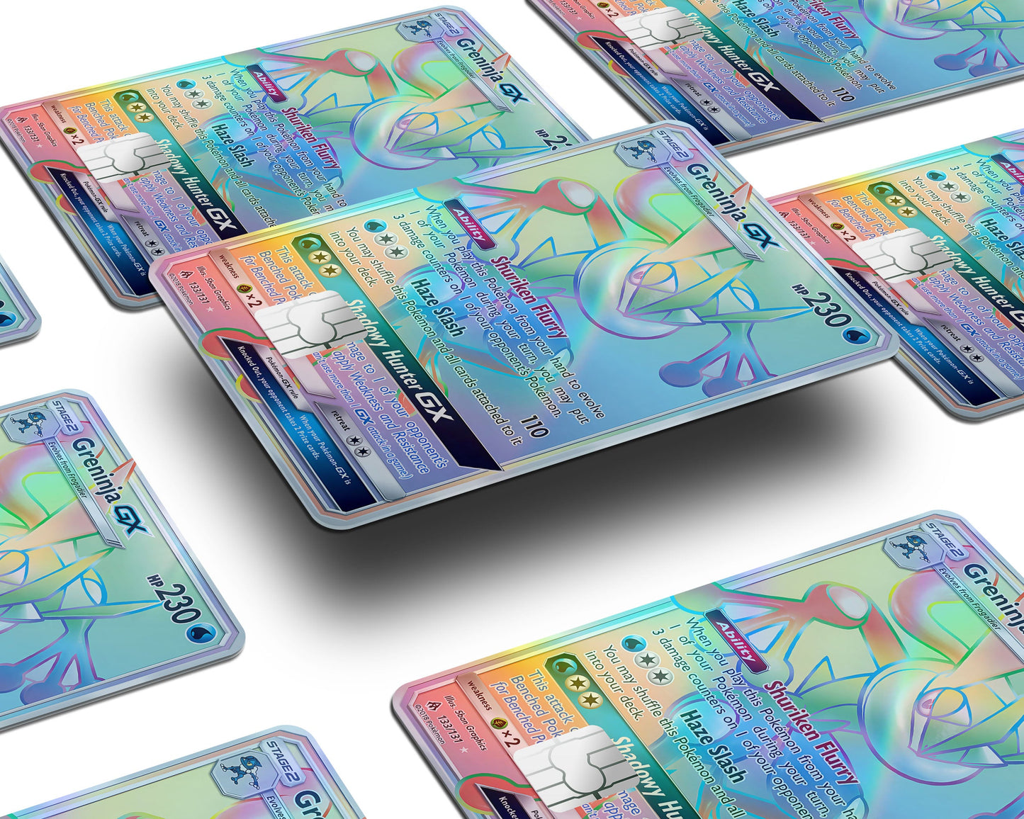 Anime Town Creations Holographic Credit Card Rainbow Greninja Pokemon Card Window Skins - Anime Pokemon Holographic Credit Card Skin