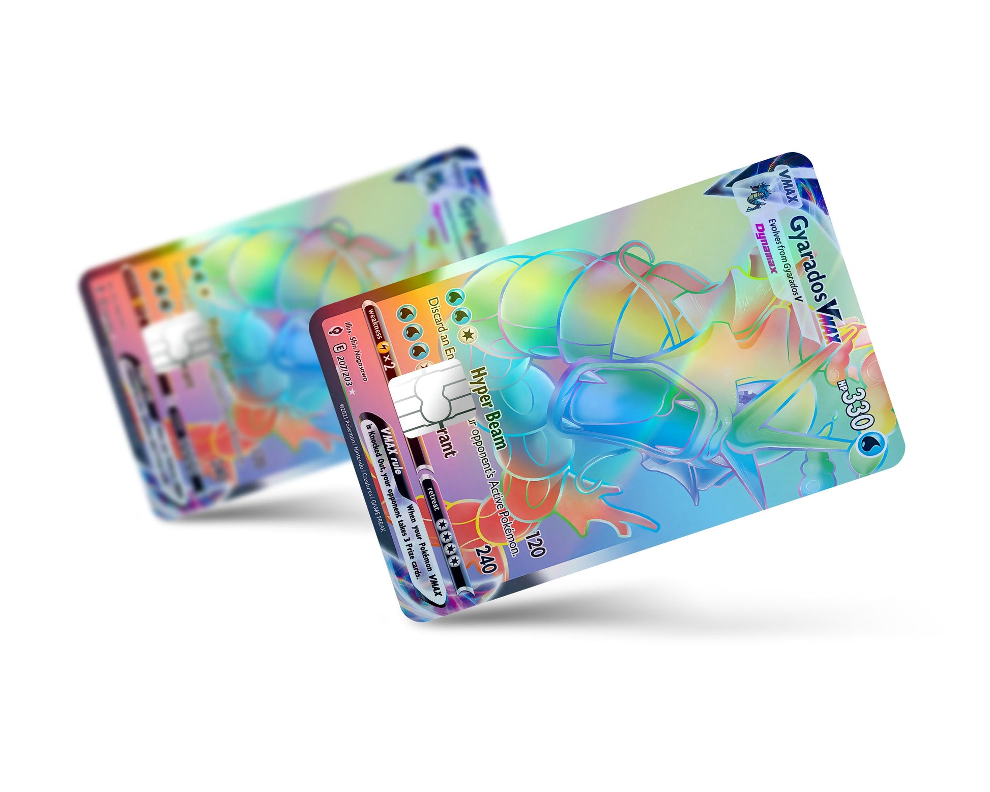 Anime Town Creations Holographic Credit Card Rainbow Gyarados Pokemon Card Full Skins - Anime Pokemon Holographic Credit Card Skin