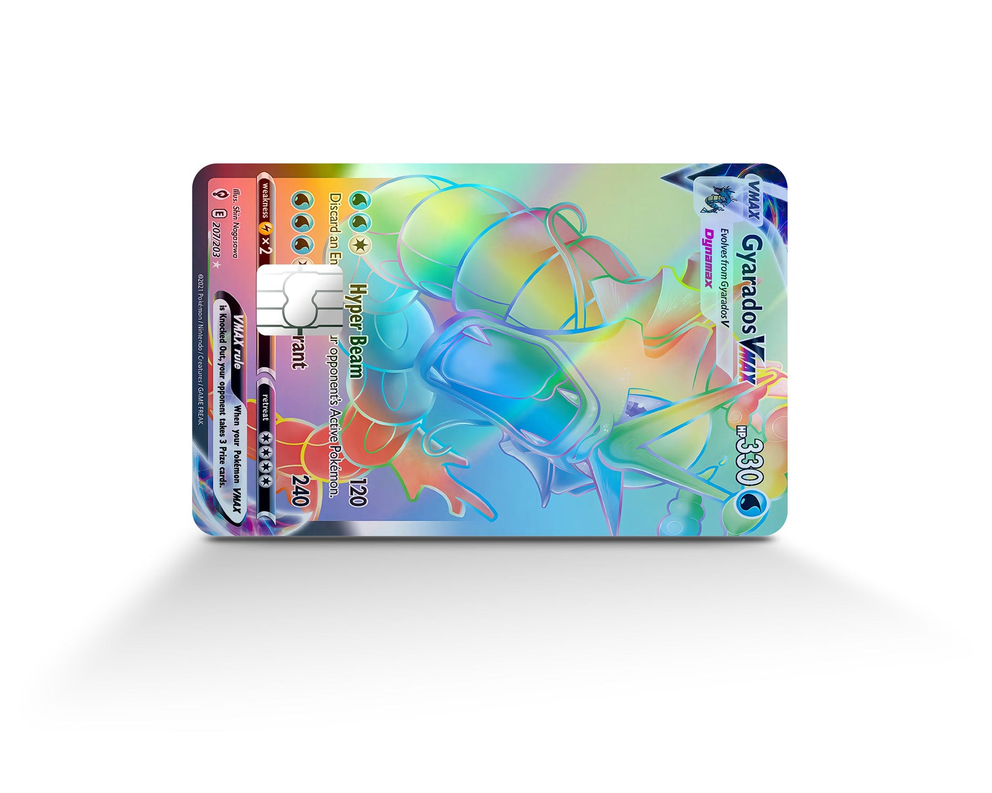 Anime Town Creations Holographic Credit Card Rainbow Gyarados Pokemon Card Full Skins - Anime Pokemon Holographic Credit Card Skin