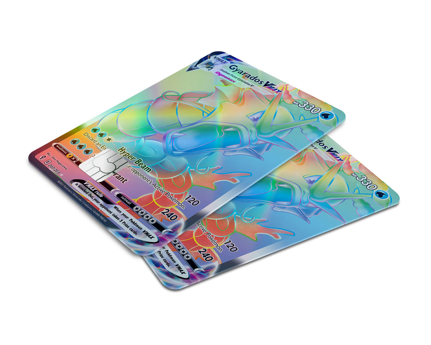 Anime Town Creations Holographic Credit Card Rainbow Gyarados Pokemon Card Window Skins - Anime Pokemon Holographic Credit Card Skin