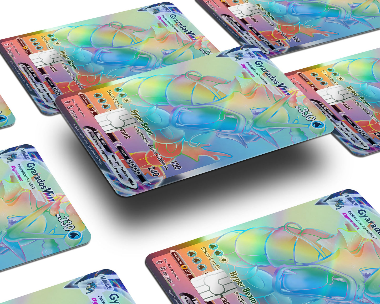 Anime Town Creations Holographic Credit Card Rainbow Gyarados Pokemon Card Window Skins - Anime Pokemon Holographic Credit Card Skin