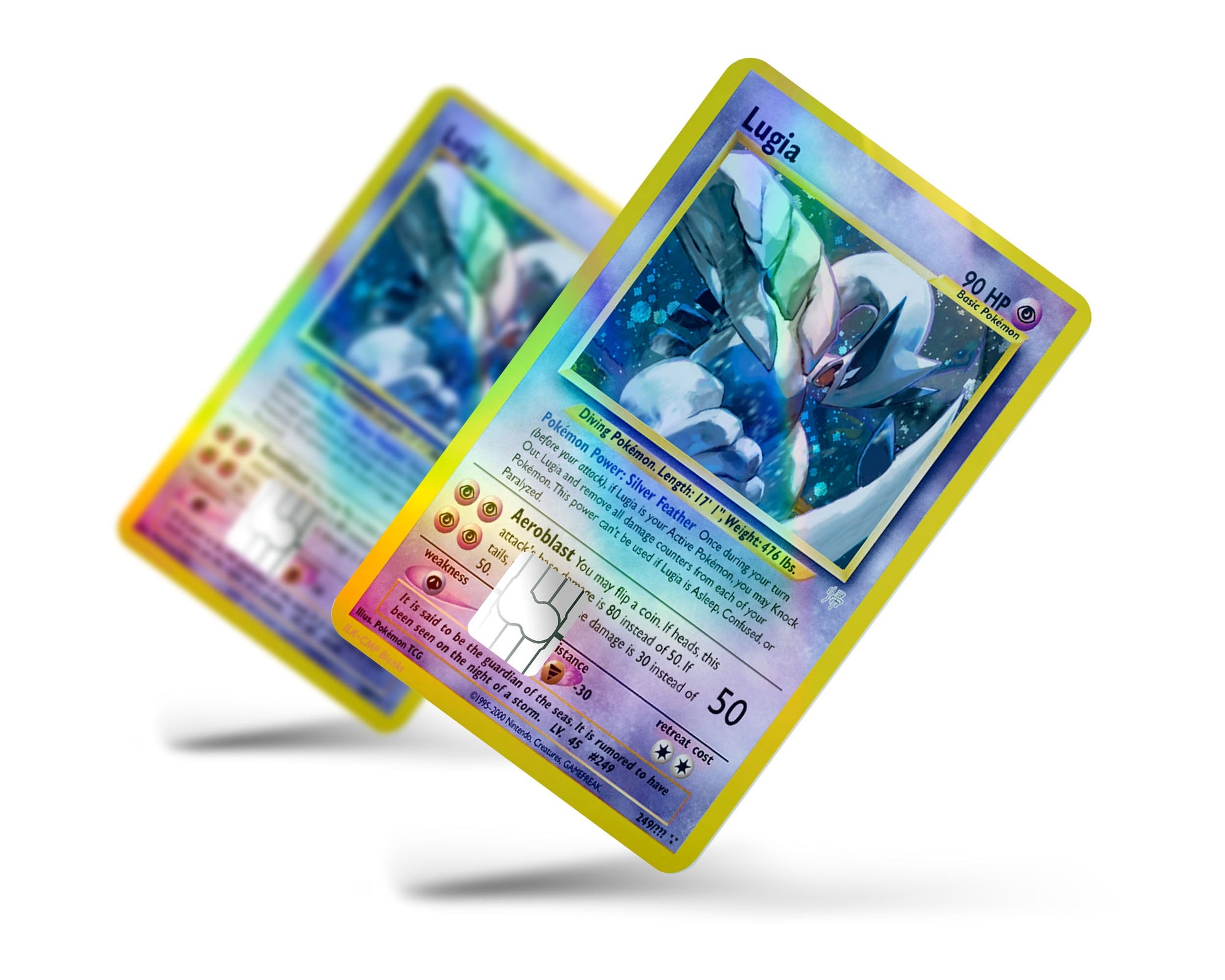 Anime Town Creations Holographic Credit Card Legendary Lugia Pokemon Card Full Skins - Anime Pokemon Holographic Credit Card Skin