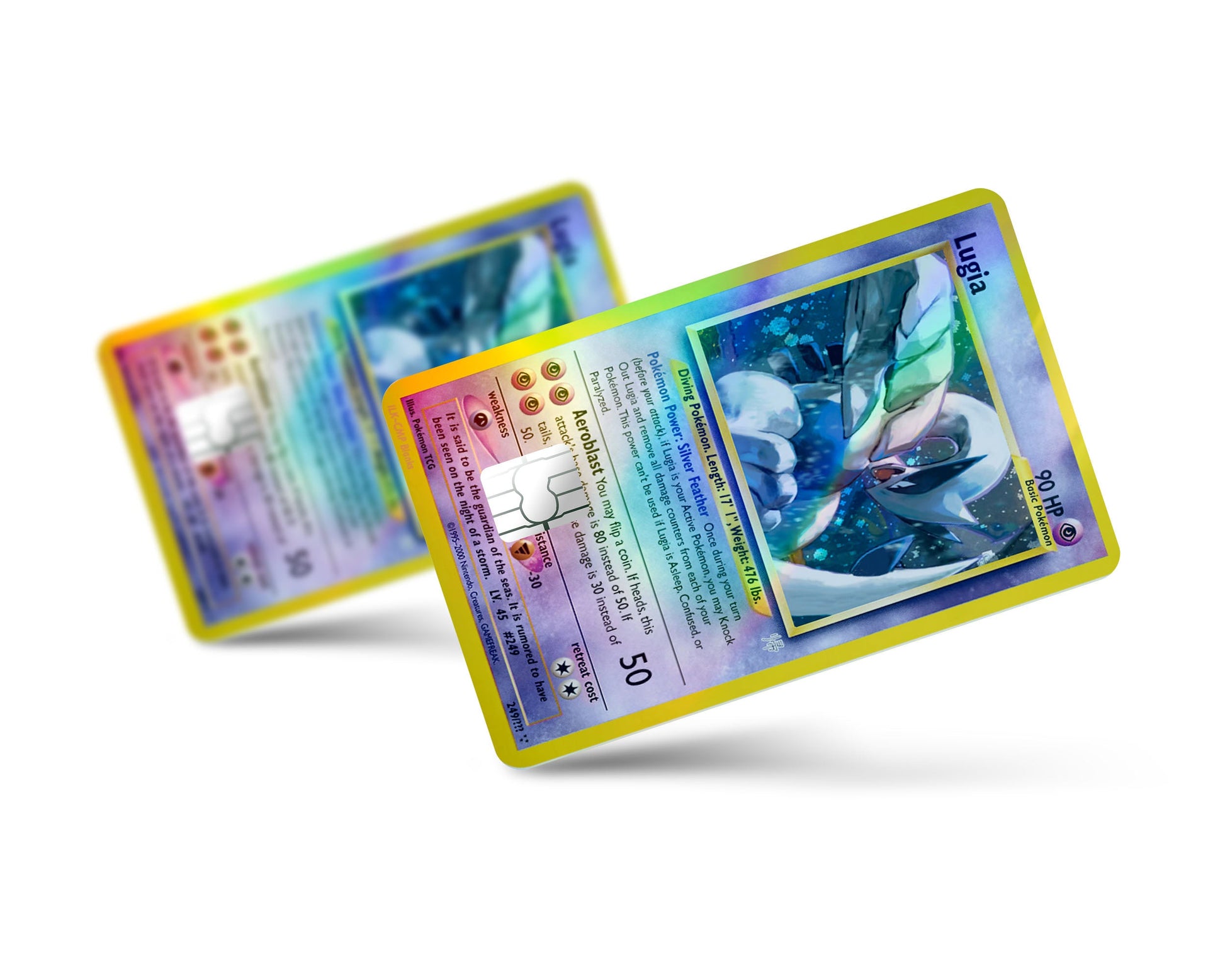 Anime Town Creations Holographic Credit Card Legendary Lugia Pokemon Card Full Skins - Anime Pokemon Holographic Credit Card Skin