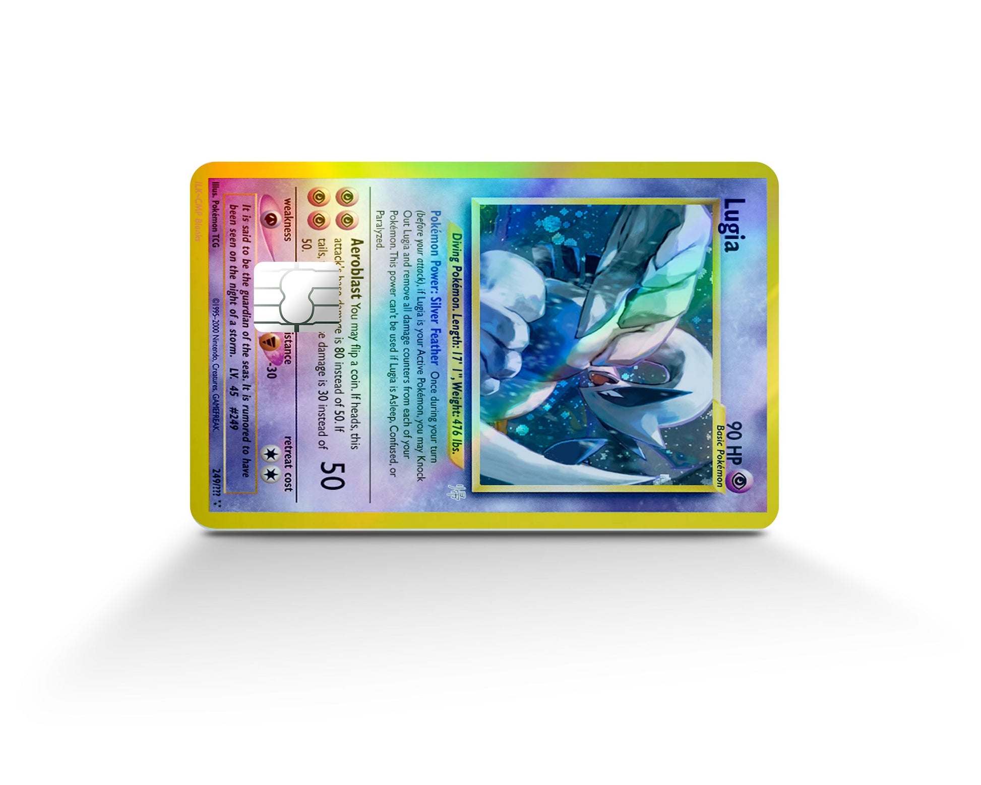 Anime Town Creations Holographic Credit Card Legendary Lugia Pokemon Card Full Skins - Anime Pokemon Holographic Credit Card Skin