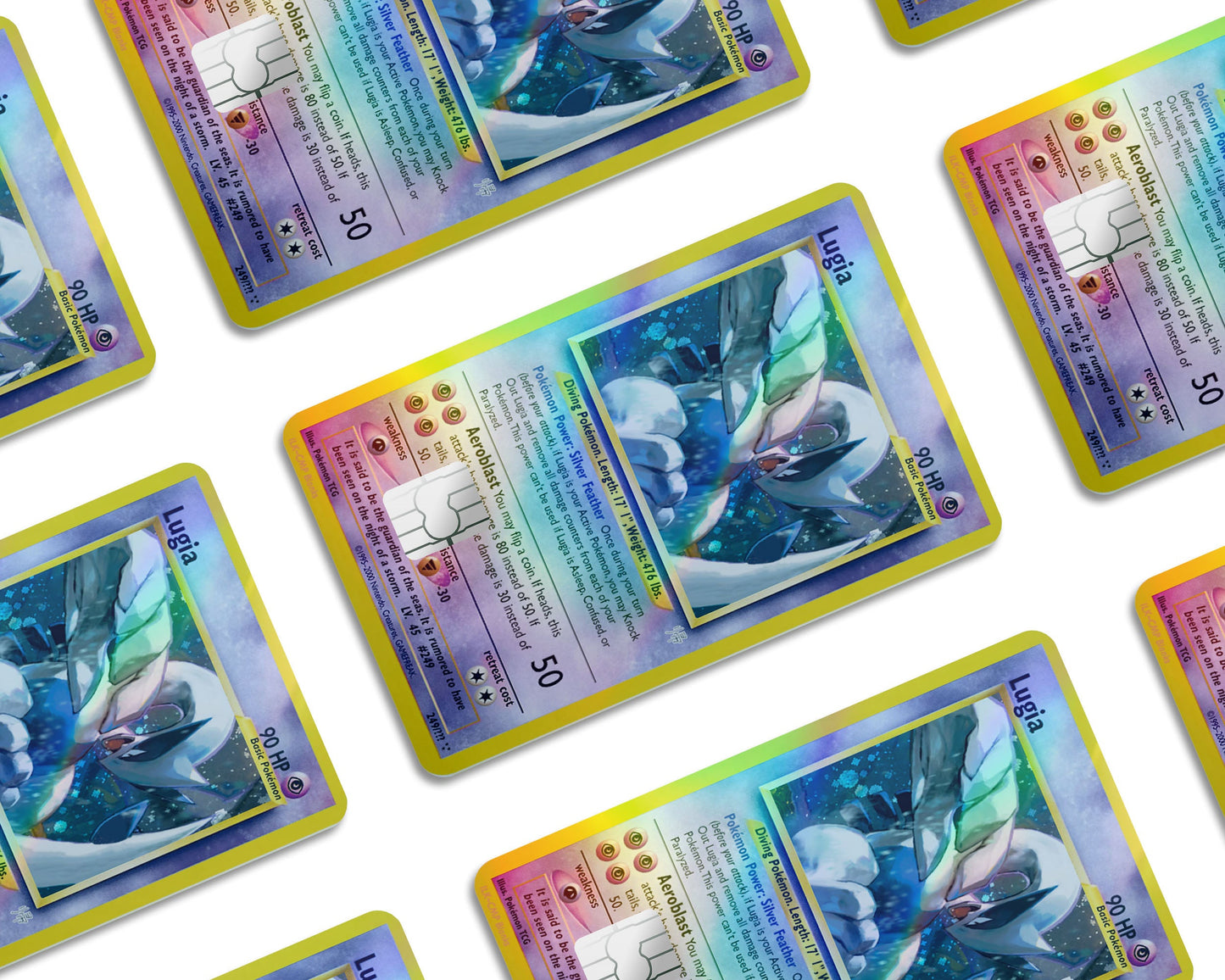 Anime Town Creations Holographic Credit Card Legendary Lugia Pokemon Card Window Skins - Anime Pokemon Holographic Credit Card Skin
