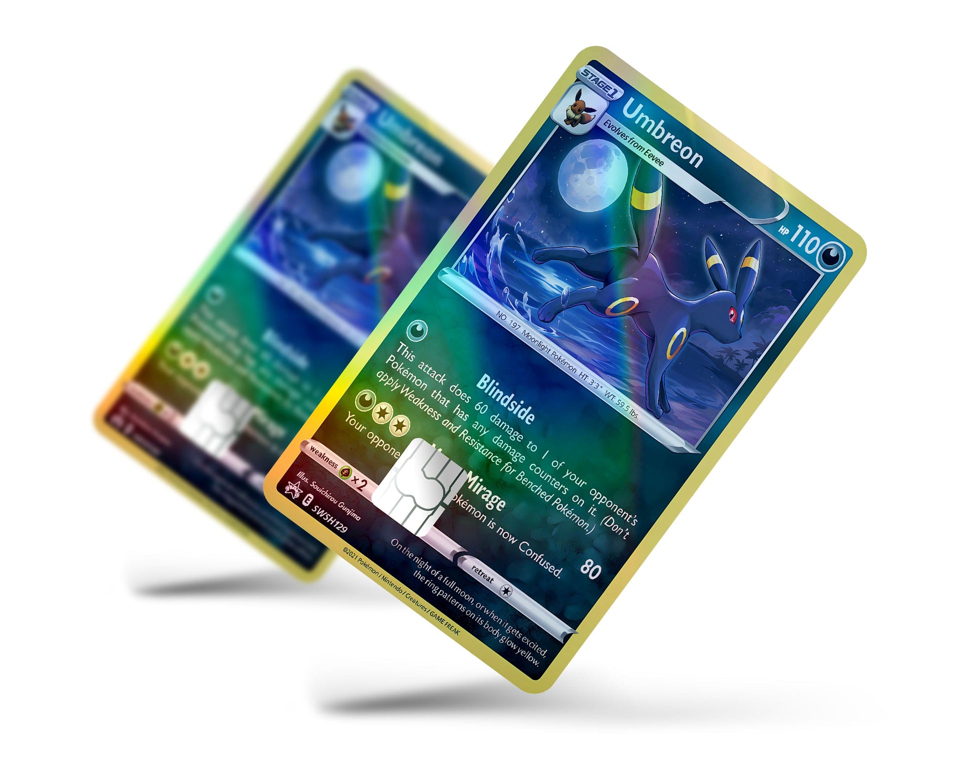 Anime Town Creations Holographic Credit Card Cute Umbreon Pokemon Card Full Skins - Anime Pokemon Holographic Credit Card Skin