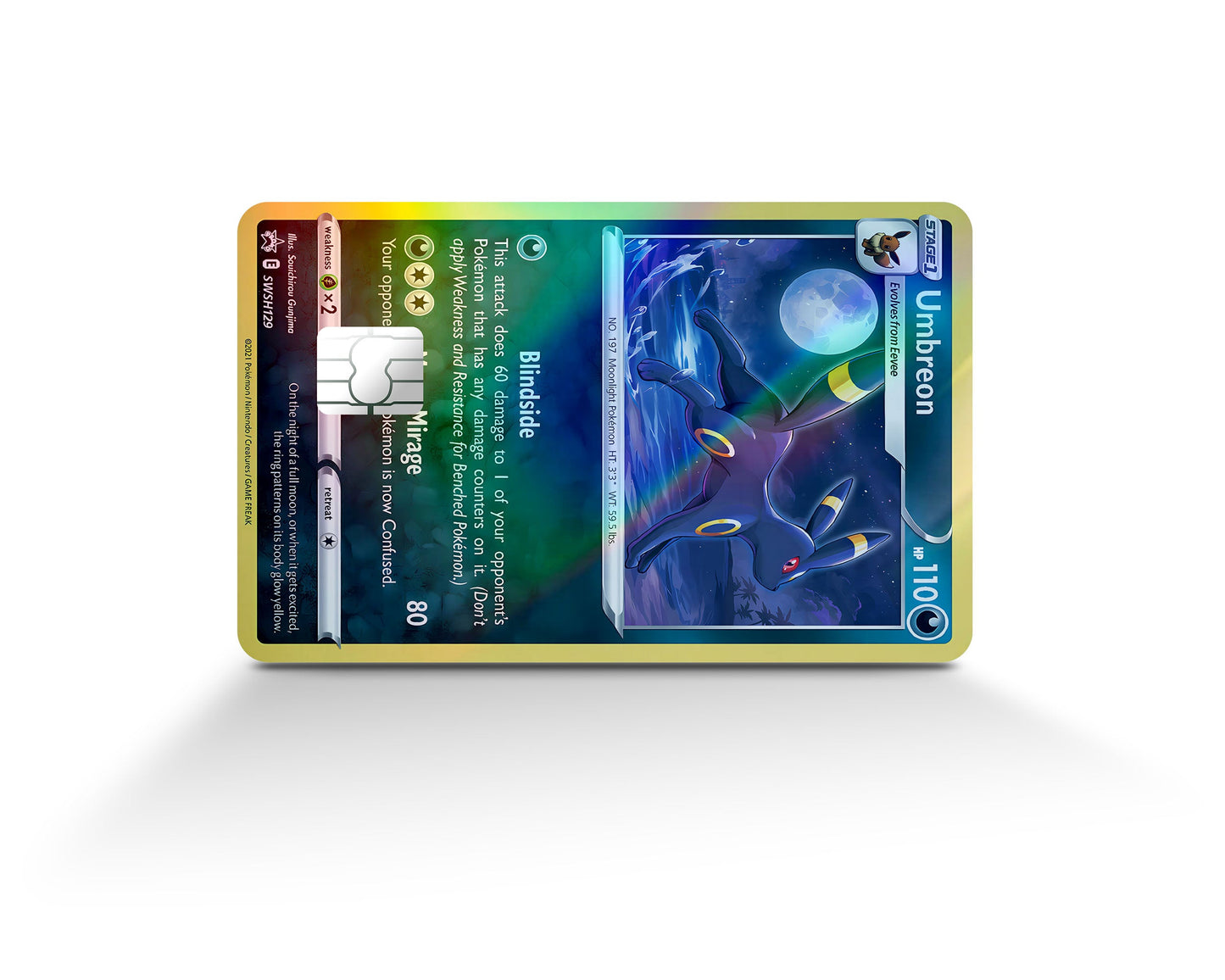 Anime Town Creations Holographic Credit Card Cute Umbreon Pokemon Card Full Skins - Anime Pokemon Holographic Credit Card Skin