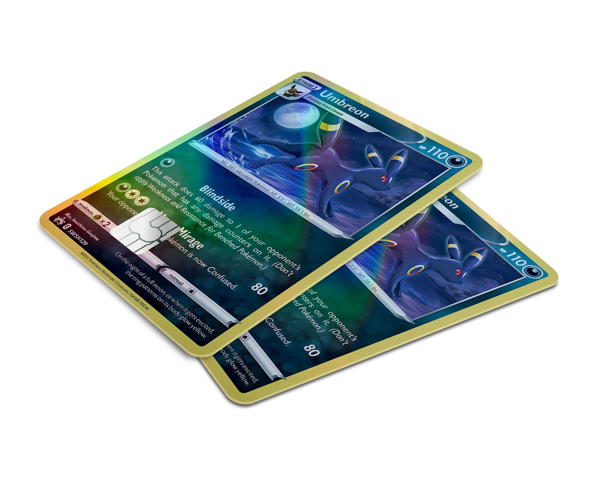 Anime Town Creations Holographic Credit Card Cute Umbreon Pokemon Card Window Skins - Anime Pokemon Holographic Credit Card Skin