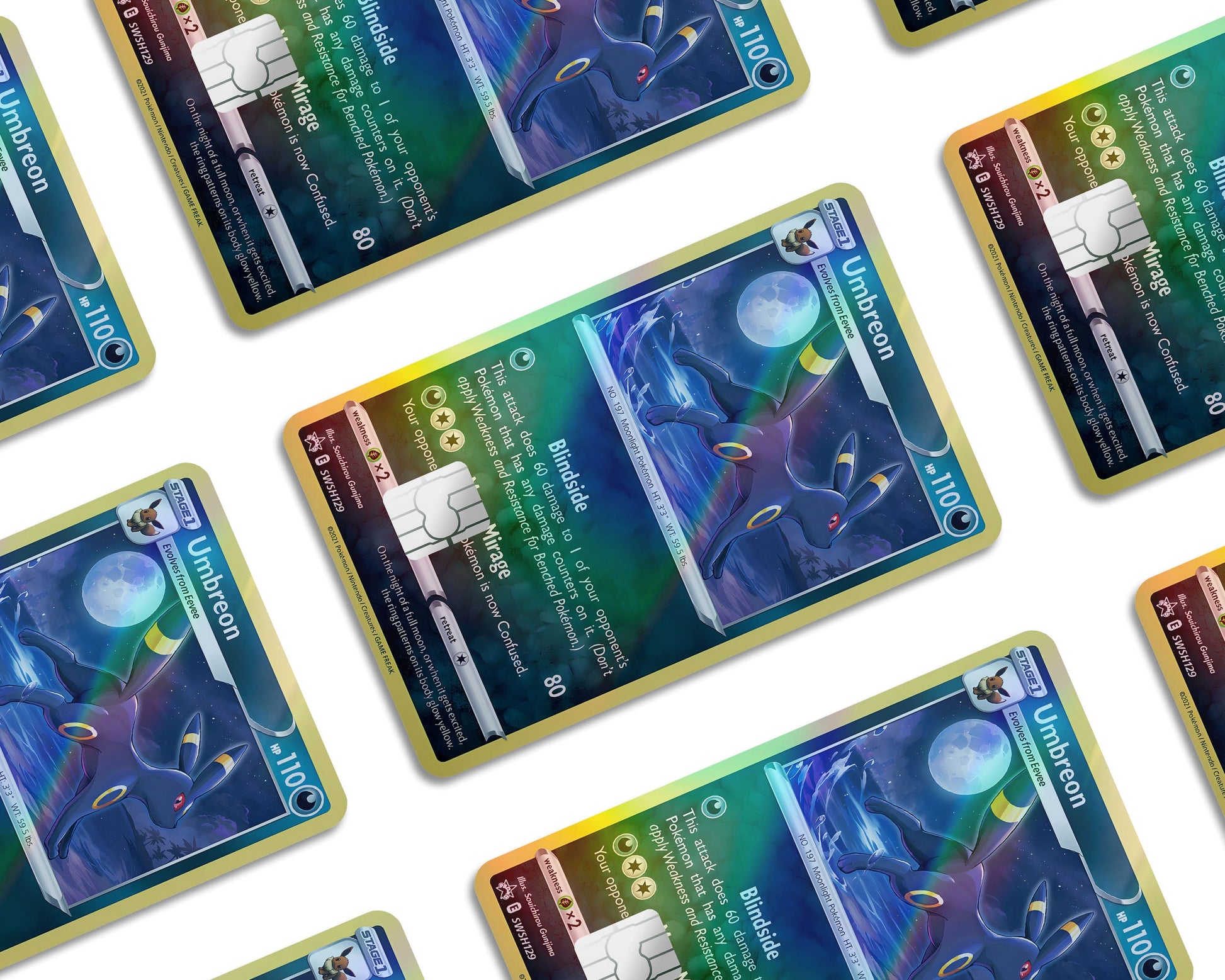Anime Town Creations Holographic Credit Card Cute Umbreon Pokemon Card Window Skins - Anime Pokemon Holographic Credit Card Skin