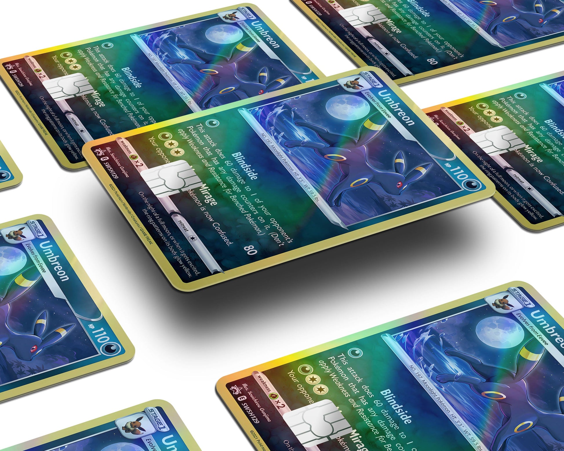 Anime Town Creations Holographic Credit Card Cute Umbreon Pokemon Card Window Skins - Anime Pokemon Holographic Credit Card Skin