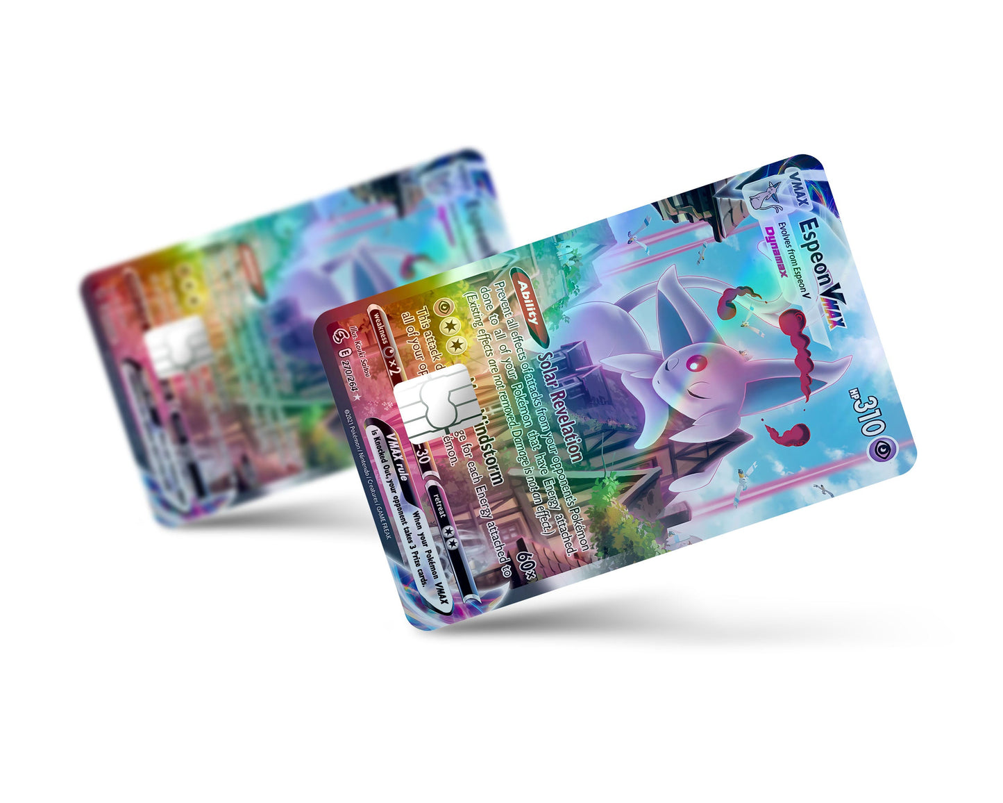 Anime Town Creations Holographic Credit Card Rare Espeon Pokemon Card Full Skins - Anime Pokemon Holographic Credit Card Skin