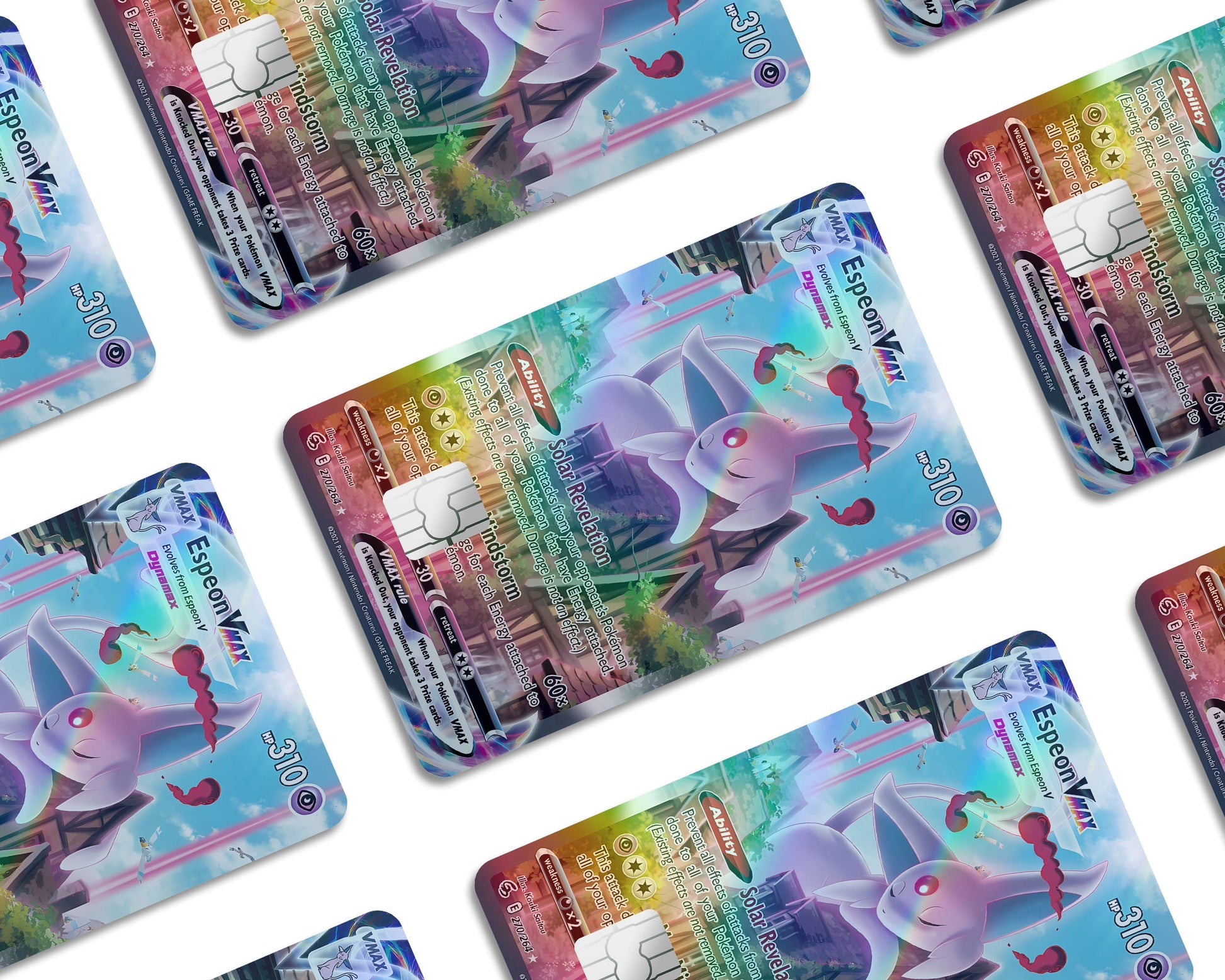 Anime Town Creations Holographic Credit Card Rare Espeon Pokemon Card Window Skins - Anime Pokemon Holographic Credit Card Skin