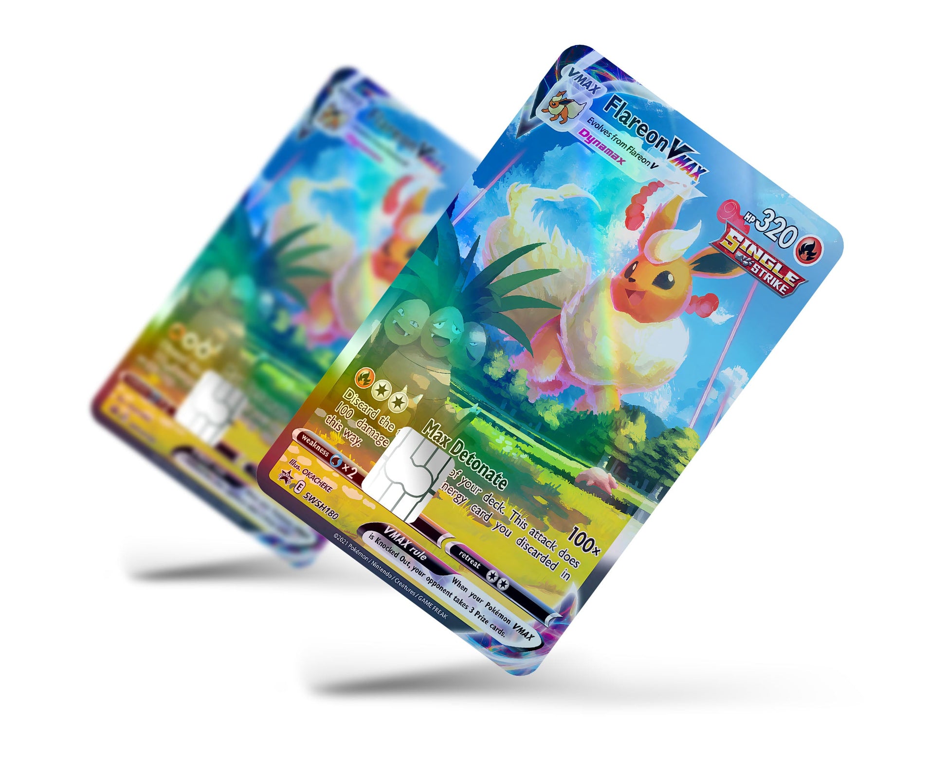 Anime Town Creations Holographic Credit Card Rare Flareon Pokemon Card Full Skins - Anime Pokemon Holographic Credit Card Skin