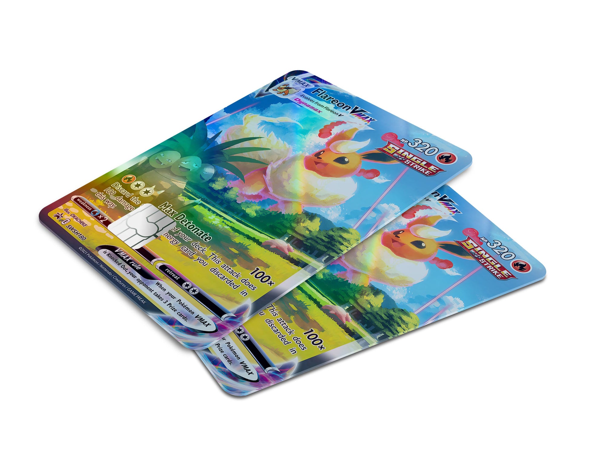 Anime Town Creations Holographic Credit Card Rare Flareon Pokemon Card Window Skins - Anime Pokemon Holographic Credit Card Skin