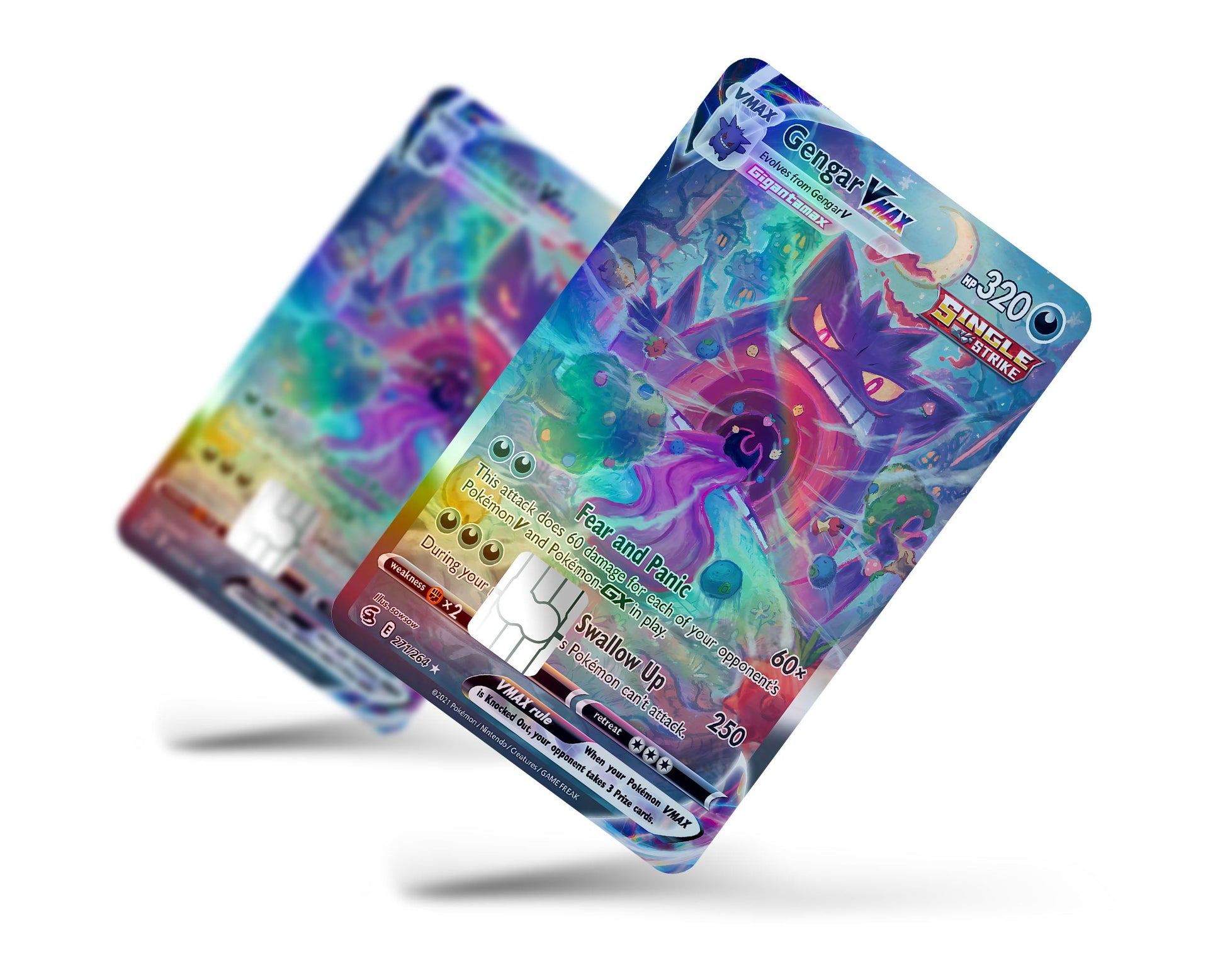 Anime Town Creations Holographic Credit Card Rare Gengar Vmax Pokemon Card Full Skins - Anime Pokemon Holographic Credit Card Skin