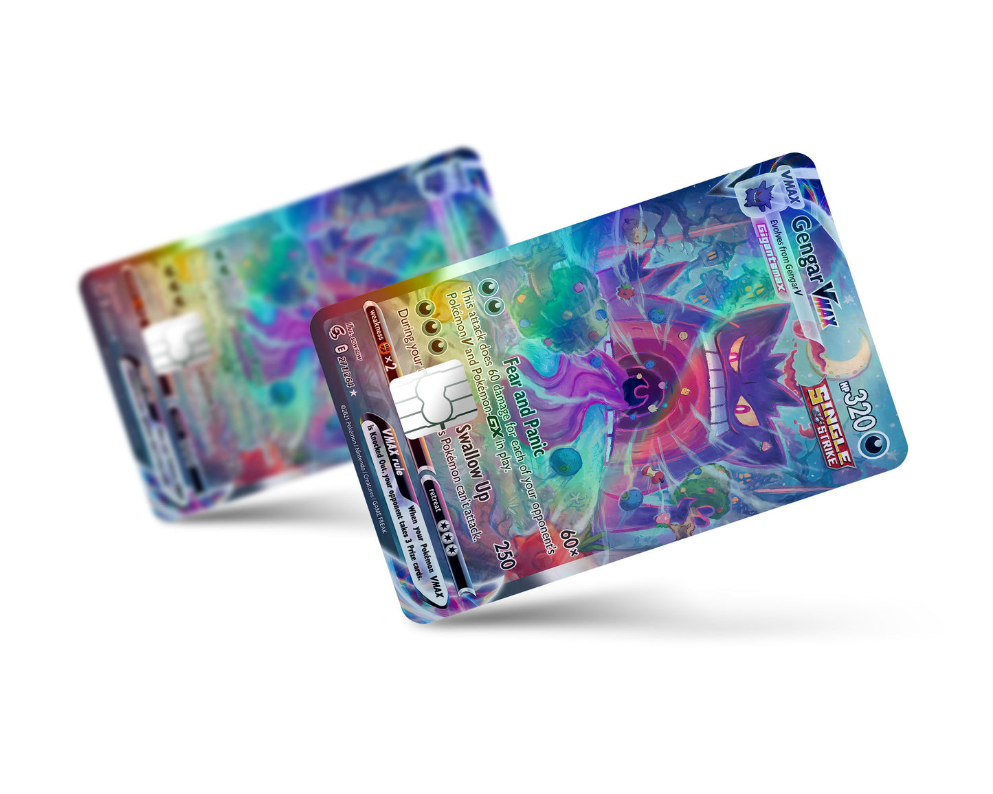 Anime Town Creations Holographic Credit Card Rare Gengar Vmax Pokemon Card Full Skins - Anime Pokemon Holographic Credit Card Skin