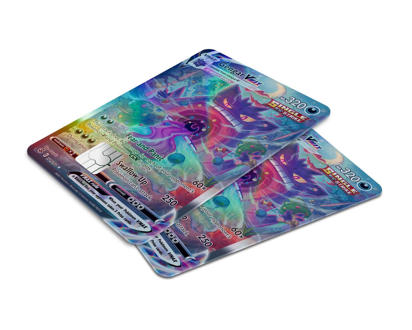 Anime Town Creations Holographic Credit Card Rare Gengar Vmax Pokemon Card Window Skins - Anime Pokemon Holographic Credit Card Skin