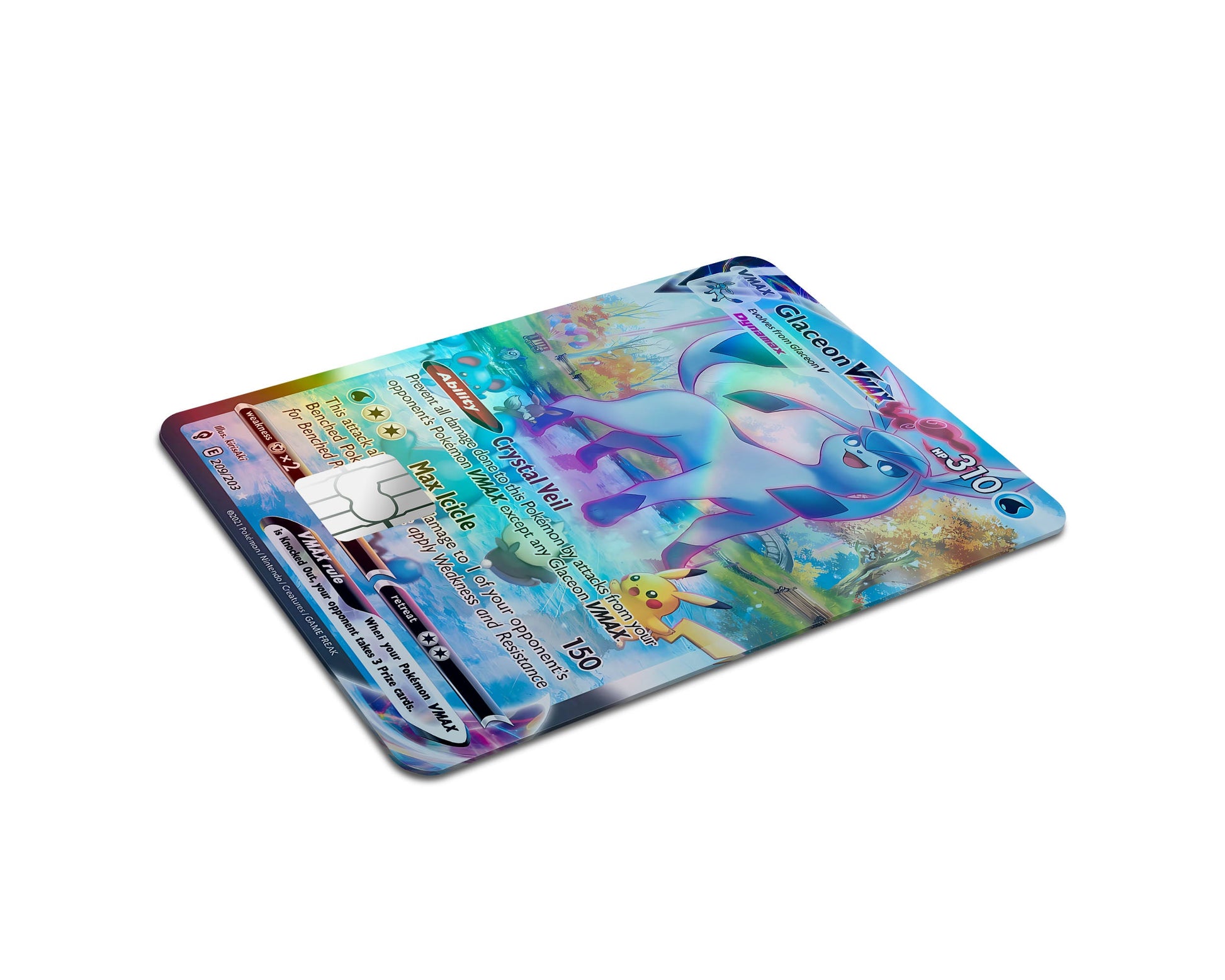 Anime Town Creations Holographic Credit Card Rare Glaceon Pokemon Card Full Skins - Anime Pokemon Holographic Credit Card Skin