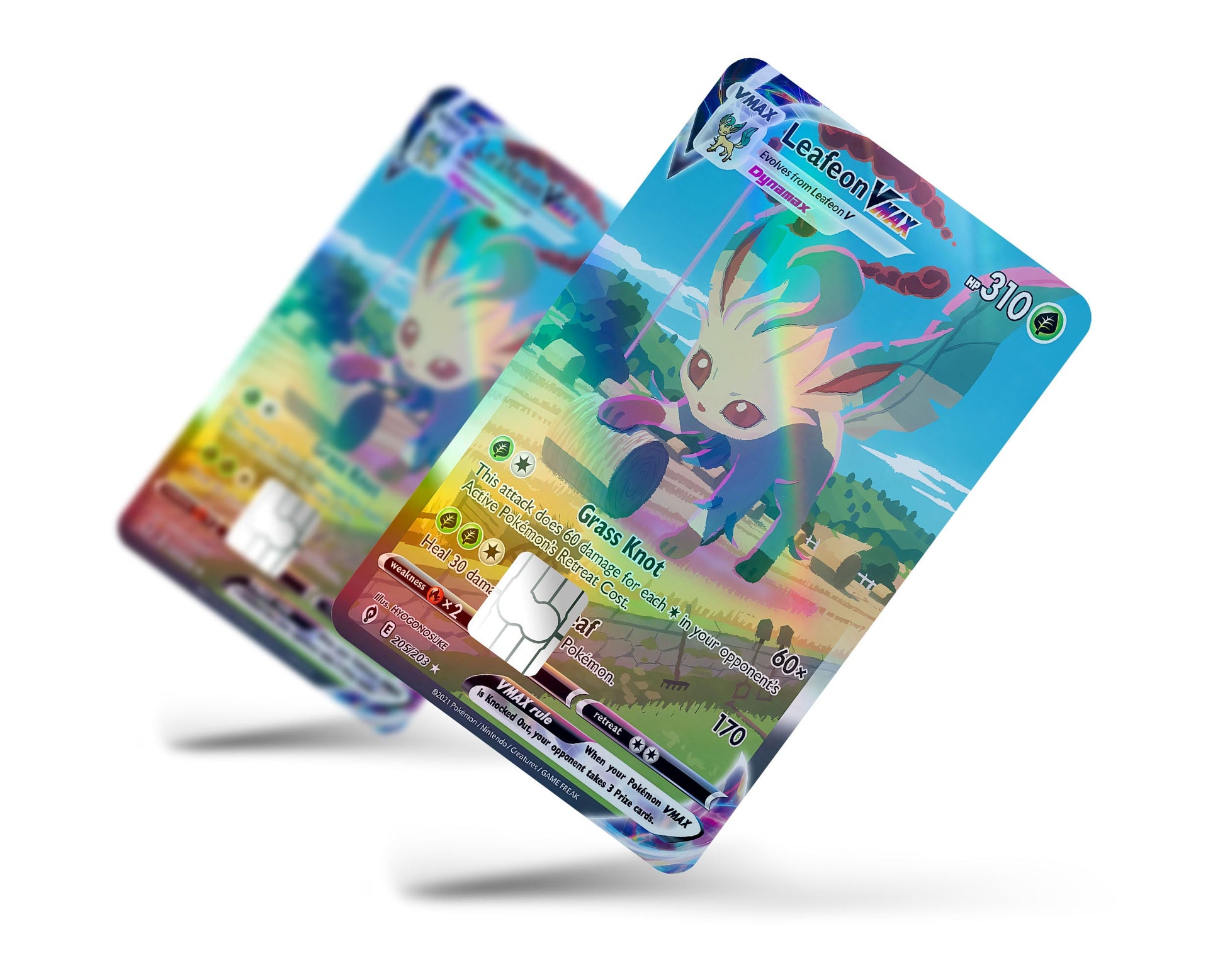 Anime Town Creations Holographic Credit Card Rare Leafeon Pokemon Card Full Skins - Anime Pokemon Holographic Credit Card Skin