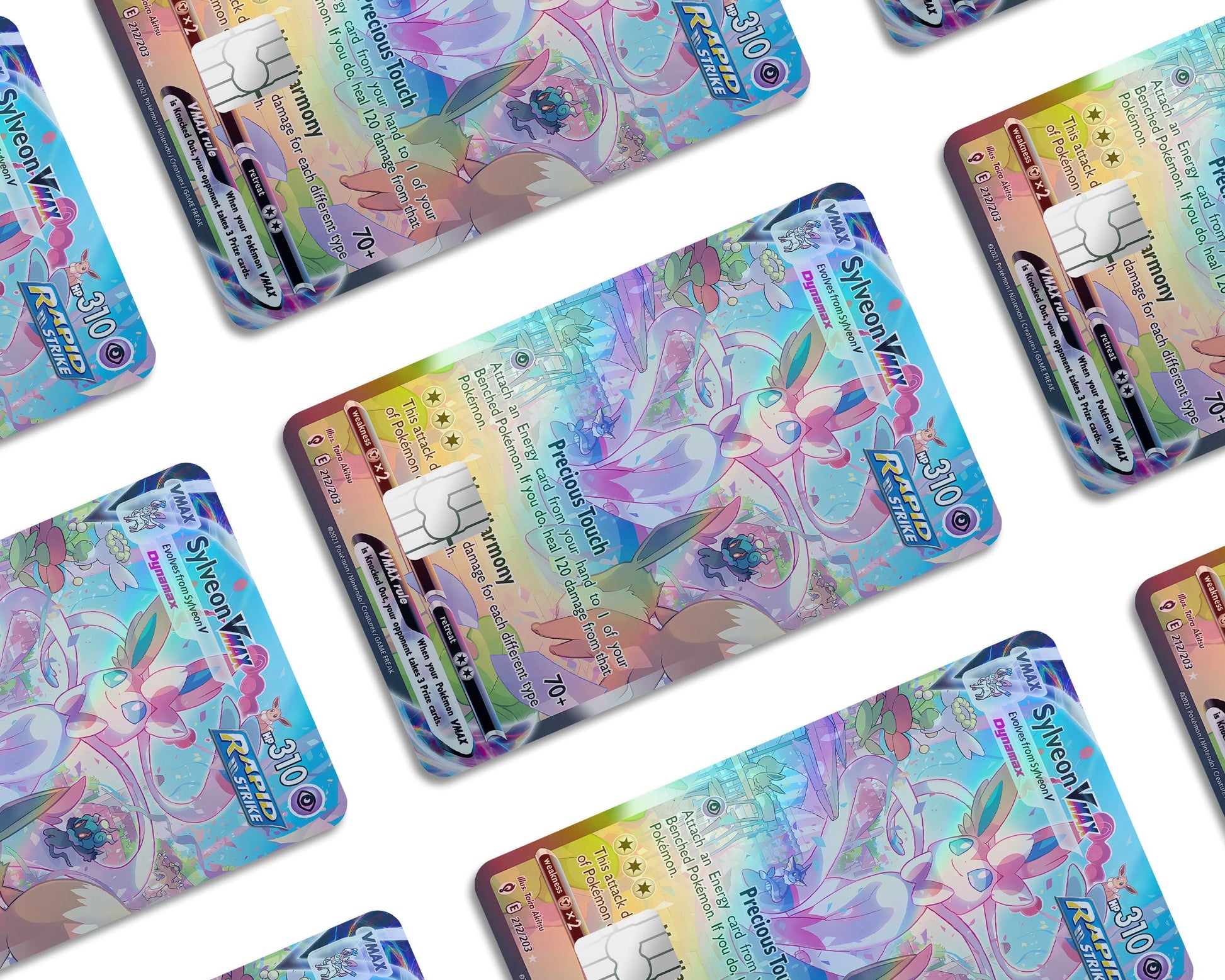 Anime Town Creations Holographic Credit Card Rare Sylveon Pokemon Card Window Skins - Anime Pokemon Holographic Credit Card Skin
