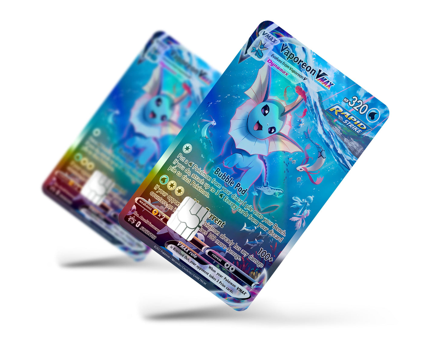 Anime Town Creations Holographic Credit Card Rare Vaporeon Pokemon Card Full Skins - Anime Pokemon Holographic Credit Card Skin