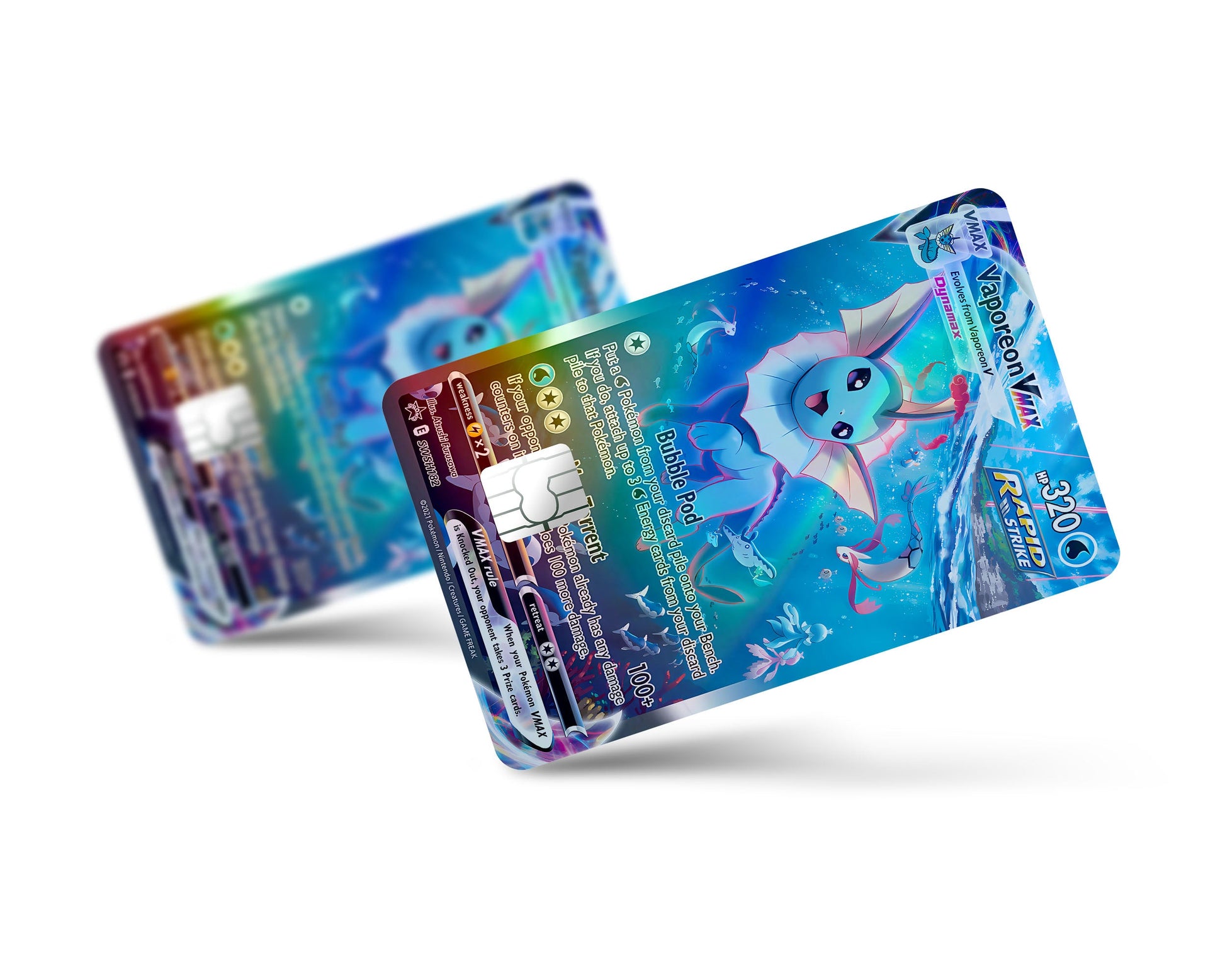 Anime Town Creations Holographic Credit Card Rare Vaporeon Pokemon Card Full Skins - Anime Pokemon Holographic Credit Card Skin