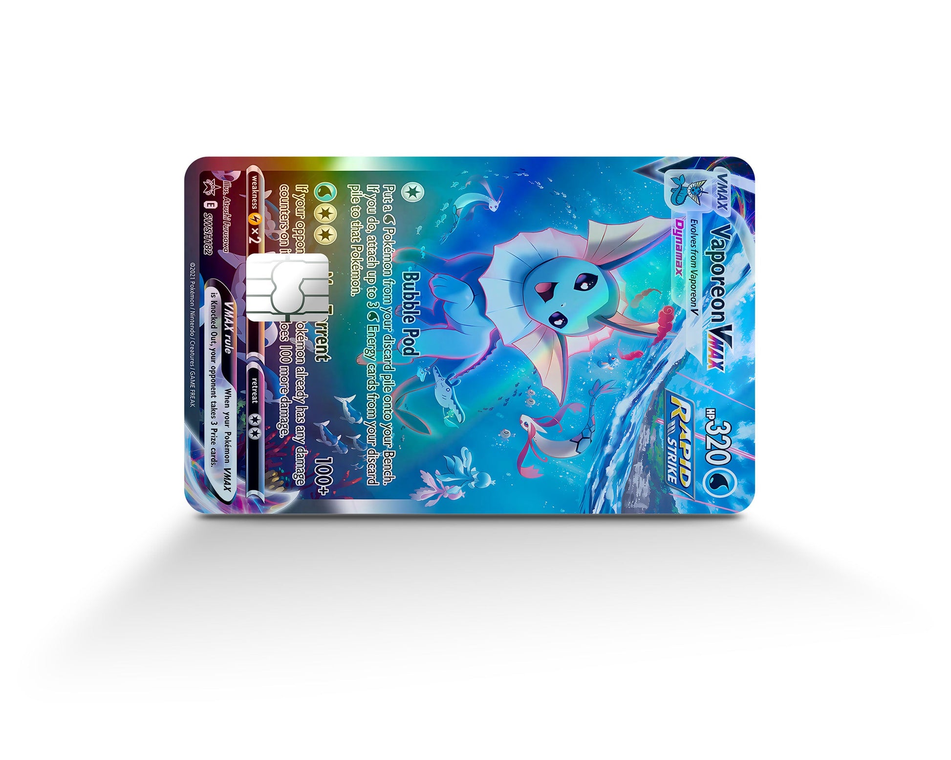 Anime Town Creations Holographic Credit Card Rare Vaporeon Pokemon Card Full Skins - Anime Pokemon Holographic Credit Card Skin