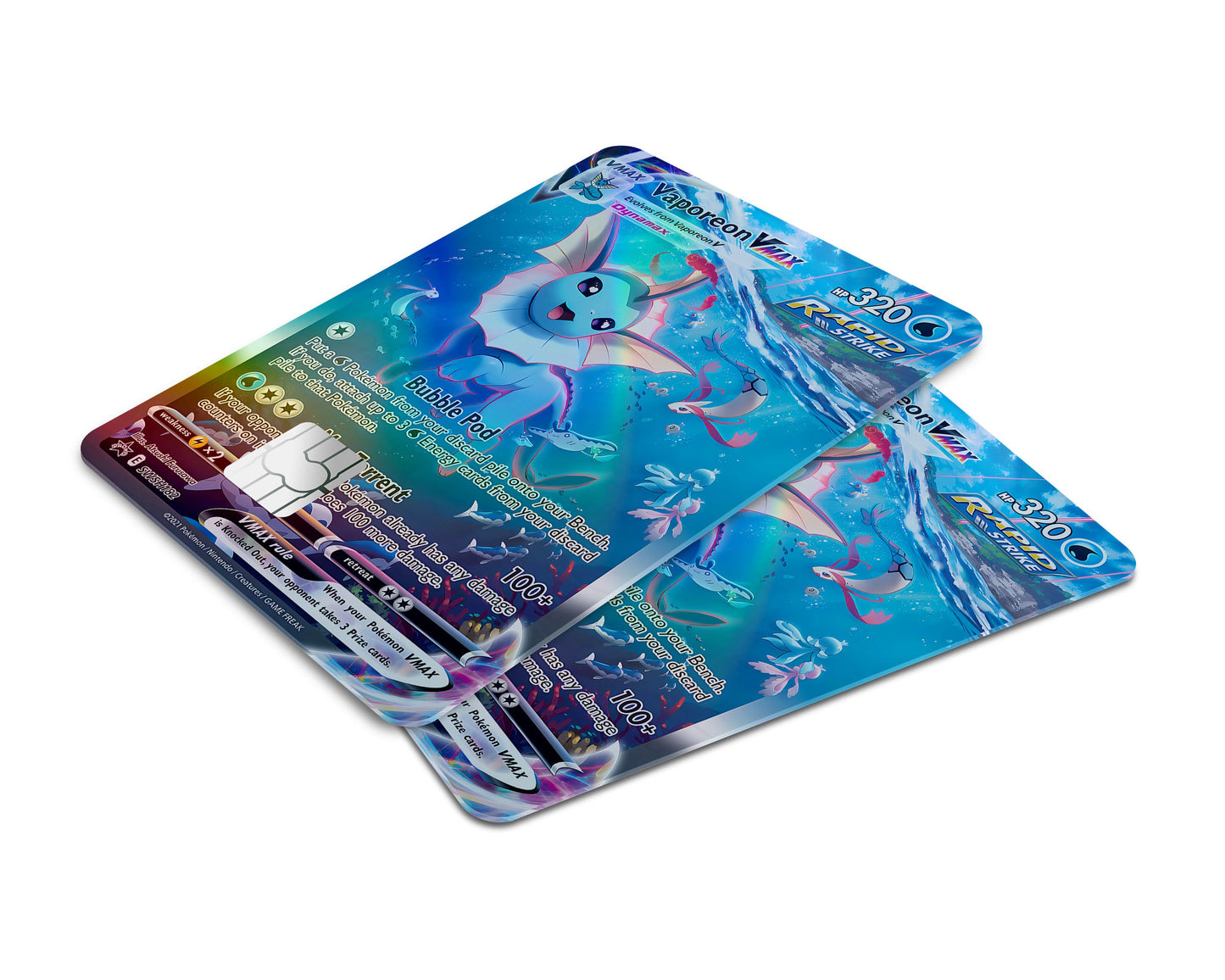 Anime Town Creations Holographic Credit Card Rare Vaporeon Pokemon Card Window Skins - Anime Pokemon Holographic Credit Card Skin