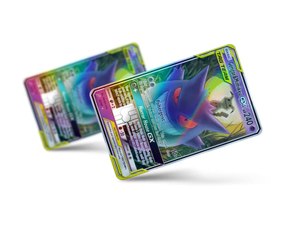 Anime Town Creations Holographic Credit Card Tag Cute Gengar & Mimikyu Pokemon Card Full Skins - Anime Pokemon Holographic Credit Card Skin