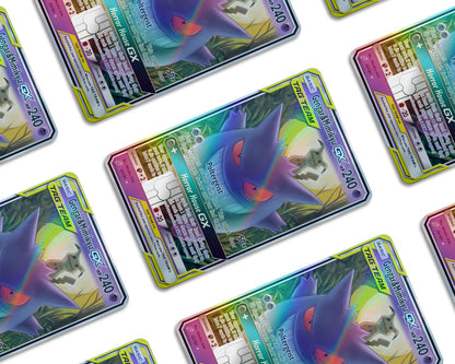 Anime Town Creations Holographic Credit Card Tag Cute Gengar & Mimikyu Pokemon Card Window Skins - Anime Pokemon Holographic Credit Card Skin