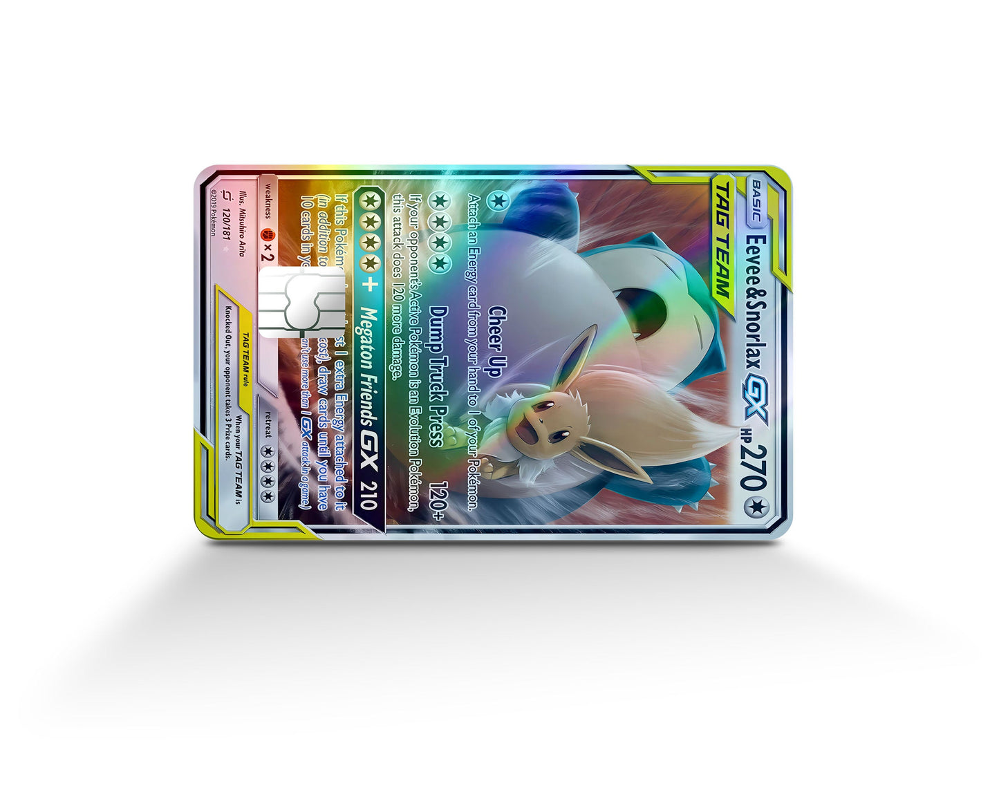 Anime Town Creations Holographic Credit Card Tag Eevee & Snorlax Pokemon Card Full Skins - Anime Pokemon Holographic Credit Card Skin