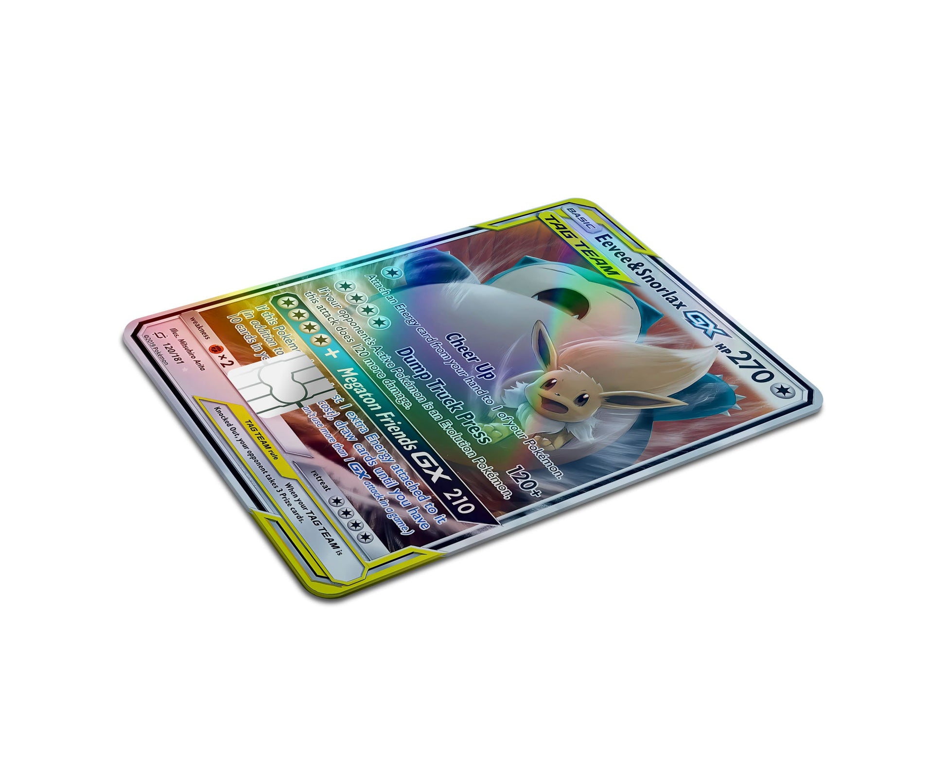 Anime Town Creations Holographic Credit Card Tag Eevee & Snorlax Pokemon Card Full Skins - Anime Pokemon Holographic Credit Card Skin