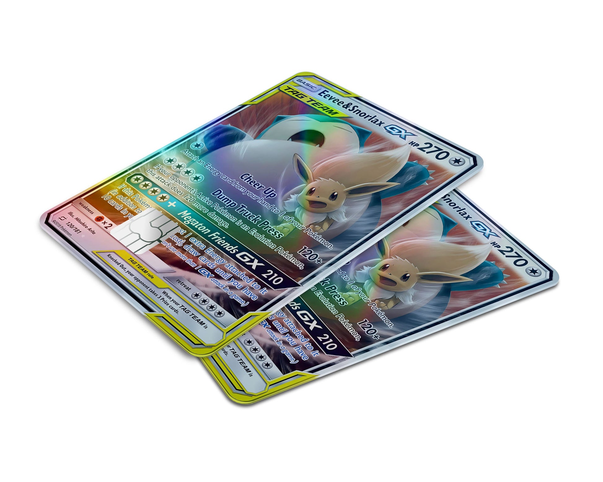 Anime Town Creations Holographic Credit Card Tag Eevee & Snorlax Pokemon Card Window Skins - Anime Pokemon Holographic Credit Card Skin