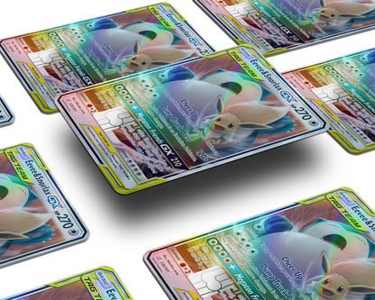Anime Town Creations Holographic Credit Card Tag Eevee & Snorlax Pokemon Card Window Skins - Anime Pokemon Holographic Credit Card Skin