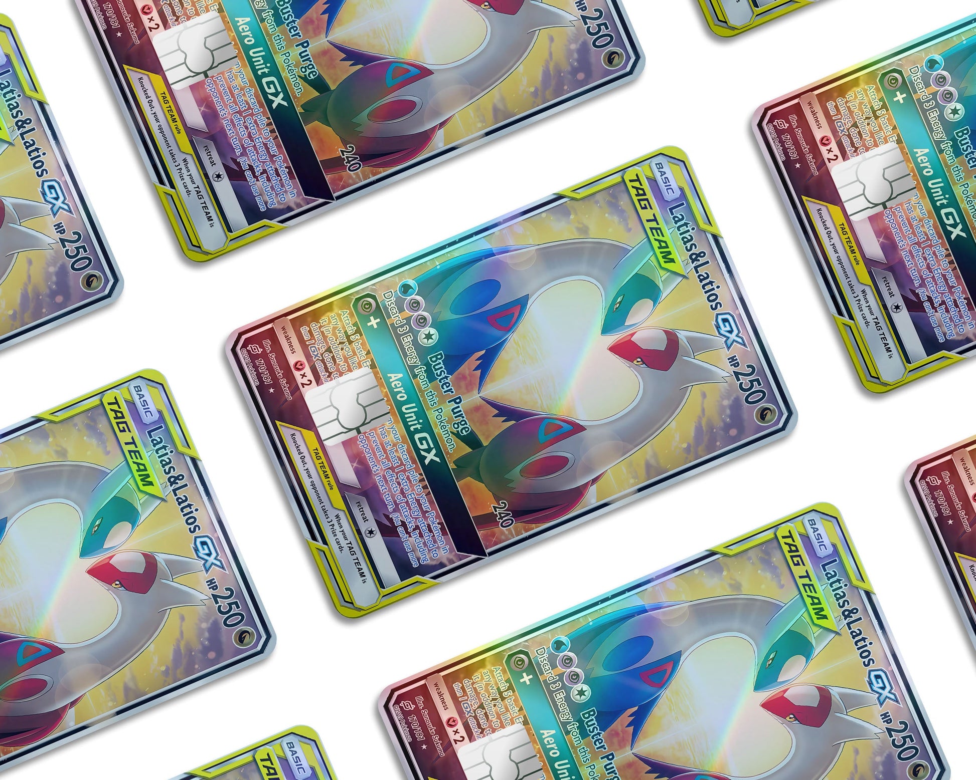 Anime Town Creations Holographic Credit Card Tag Latias & Latios Pokemon Card Window Skins - Anime Pokemon Holographic Credit Card Skin