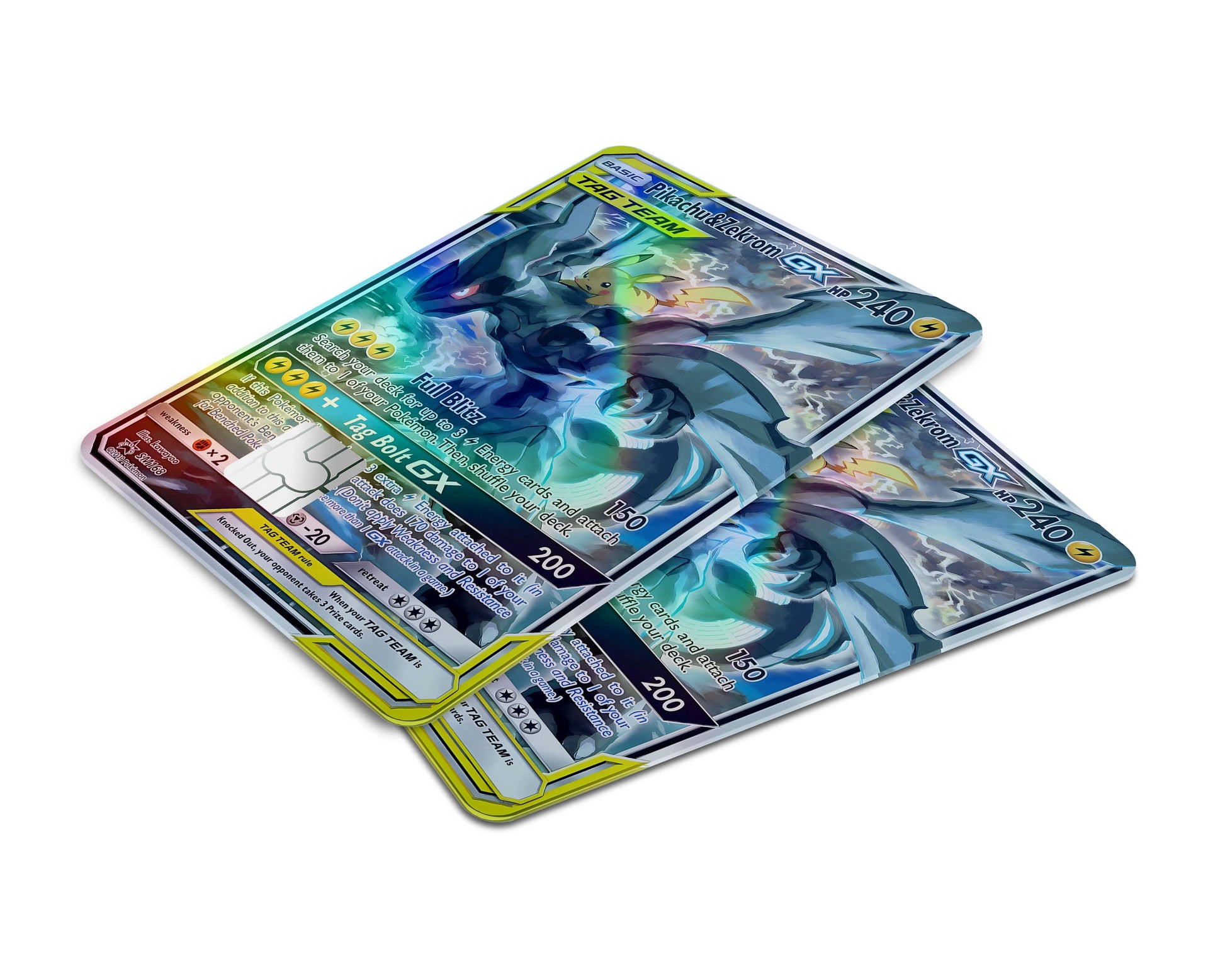 Anime Town Creations Holographic Credit Card Tag Pikachu Zekrom Pokemon Card Window Skins - Anime Pokemon Holographic Credit Card Skin