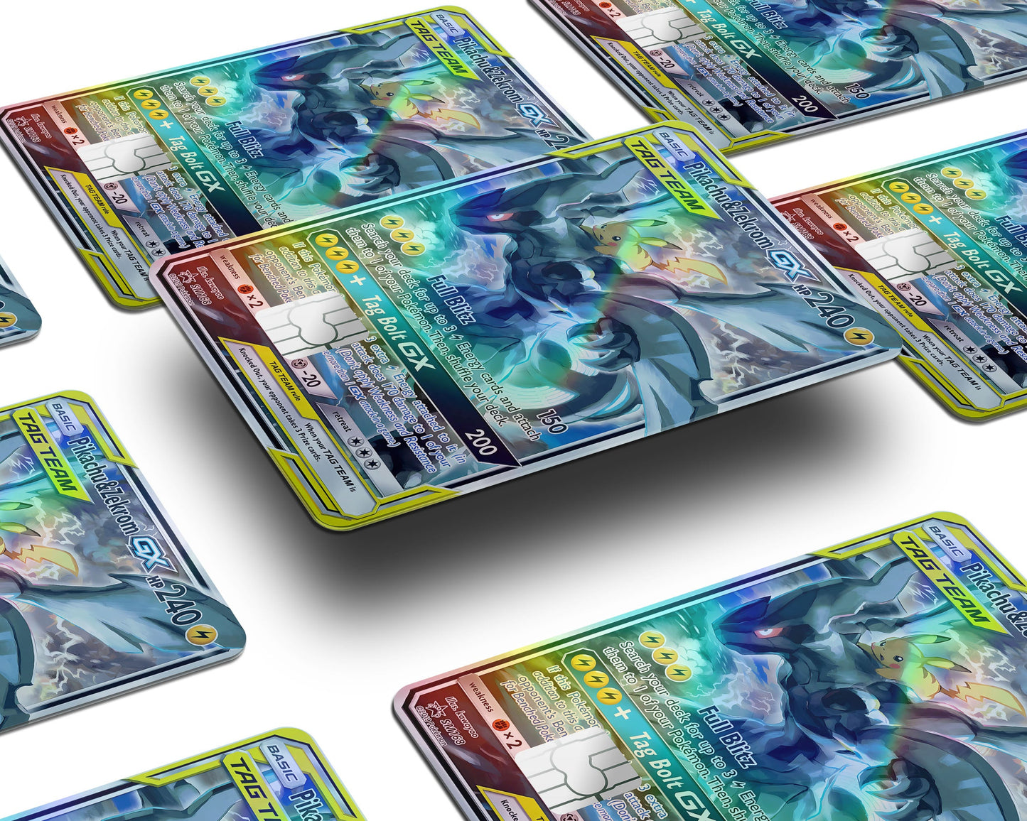 Anime Town Creations Holographic Credit Card Tag Pikachu Zekrom Pokemon Card Window Skins - Anime Pokemon Holographic Credit Card Skin