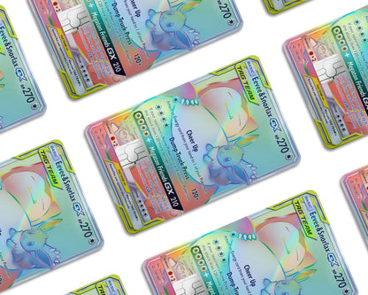Anime Town Creations Holographic Credit Card Tag Rainbow Eevee & Snorlax Pokemon Card Window Skins - Anime Pokemon Holographic Credit Card Skin