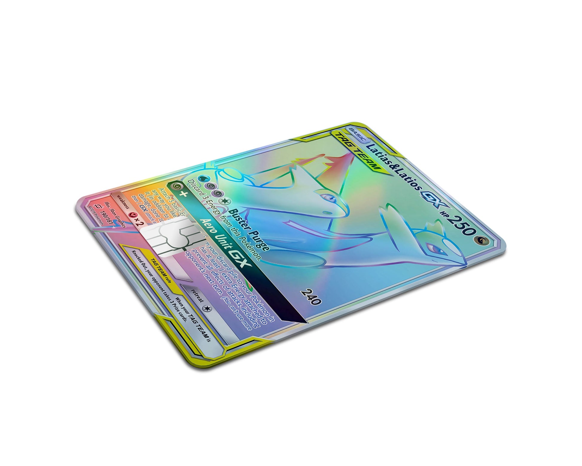 Anime Town Creations Holographic Credit Card Tag Rainbow Latias & Latios Pokemon Card Full Skins - Anime Pokemon Holographic Credit Card Skin