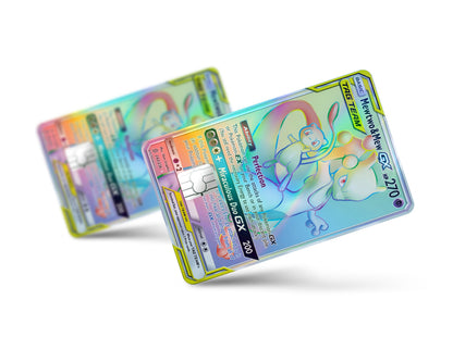 Anime Town Creations Holographic Credit Card Tag Rainbow Mewtwo & Mew Pokemon Card Full Skins - Anime Pokemon Holographic Credit Card Skin