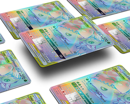 Anime Town Creations Holographic Credit Card Tag Rainbow Venusaur Celebi Pokemon Card Window Skins - Anime Pokemon Holographic Credit Card Skin